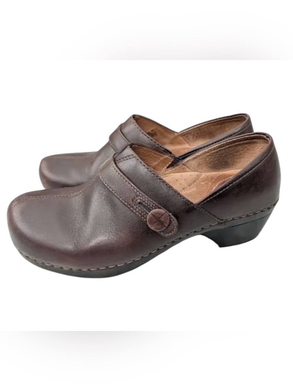 Dansko Solstice Monk Cordovan Brush Chestnut brown women’s 38/7 slip on clogs